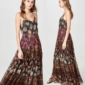 Mes Demoiselles Paris Chiffon Fabuleuse Dress Floral Metallic Combo